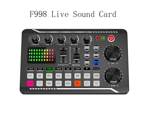 Soundcard livetream F998 kiểu bàn DJ có led siêu đẹp [BH 1 Tháng]6l8