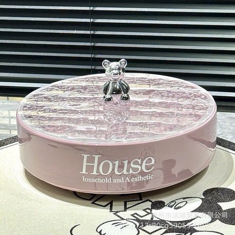 Khay đựng mứt tết gốm sứ nắp Gấu HOUSEHOLD and AESTHETIC siêu sang [BH: NONE]