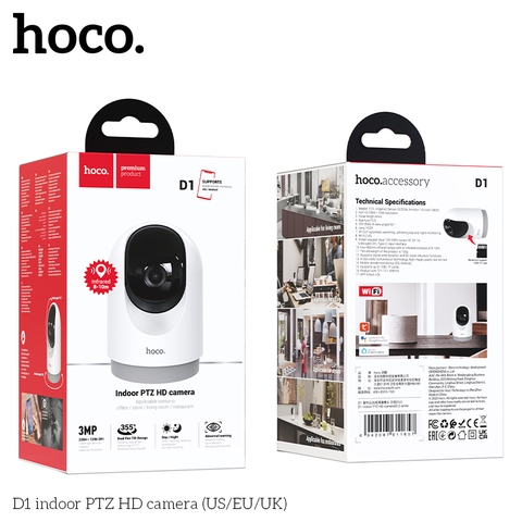 Camera wifi Hoco D1 trong nhà FULLHD HD 2304*1296, Thiết kế gimbal đôi, góc nhìn ngang 355°, góc nhìn dọc 110° CHÍNH HÃNG [BH: 1 NĂM]