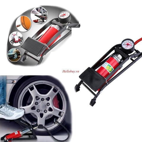 Bơm Hơi Du Lịch Đạp Chân Foot Pump Đa Năng 1 Ống Piston Cho Xe Đạp, Xe Máy [BH: 1 TUẦN]