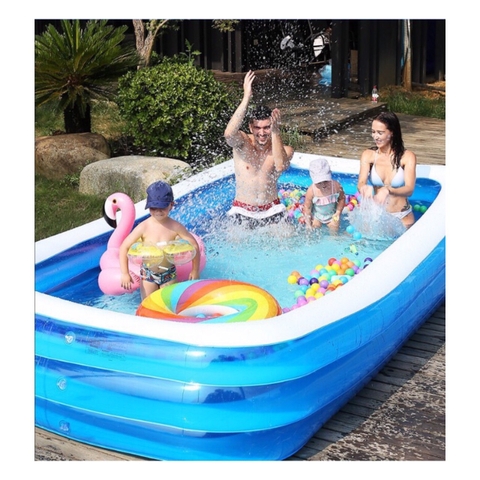 Bể bơi phao 3 tầng cao 60cm chữ nhật 2.1m x 1.5m cho bé