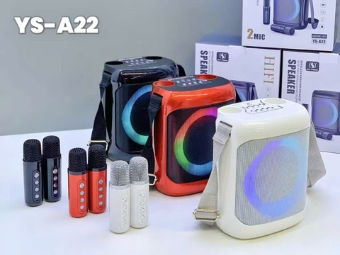 Loa bluetooth karaoke SDSR YS-A22 loa có đèn led mẫu loa để bàn có quai đeo kèm 2 micro không dây siêu hay
