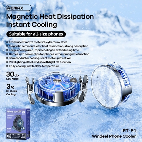 Quạt điện thoại REMAX RT-F4 tản nhiệt sò lạnh khi chơi game chính hãng - BH 1 năm