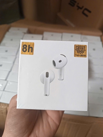 Tai nghe Bluetooth Airpods 4 ANC / Airpods4 logo Tiger 8H (2 tai không nút cao su kèm doc sạc) [BH: 6 Tháng]