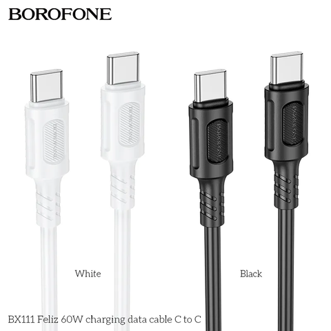 Cáp sạc 60w Borofone BX111 2 đầu Type C (Type c ra Type c; c-c) dây nhựa
