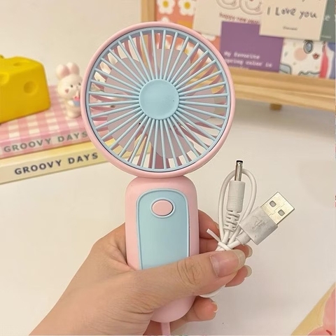 Quạt cầm tay 5 cánh summer N0.8829 phối 2 màu có quai đeo [BH: NONE]