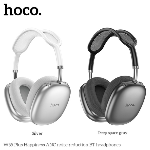 Tai nghe bluetooth HOCO W55 Plus Happiness ANC chống ồn, pin trâu 90h (headphone chụp tai) chính hãng [BH 1 năm]
