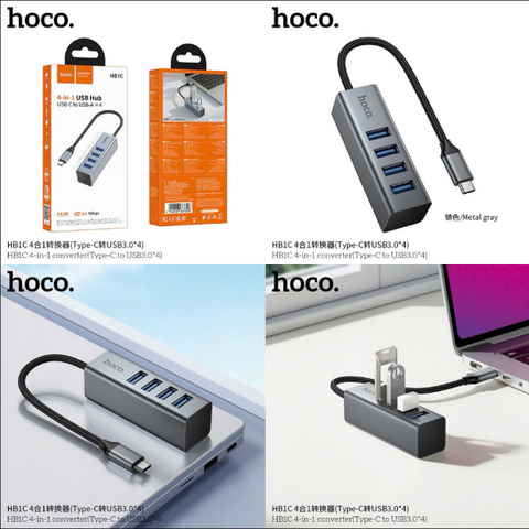 Bộ chuyển đổi TypeC HOCO HB1C hub chuyển Type C sang 4 cổng USB 3.0 siêu tiện lợi
