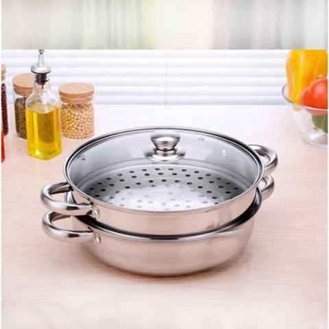 Bộ nồi inox kèm xửng hấp pot 2 tầng 28cm [BH: None]