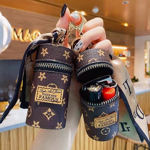 Túi trống tròn mini GC móc khoá hình trụ đựng son môi thời trang - MÀU NGẪU NHIÊN [BH: NONE]