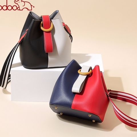[Thanh Lý] Túi xách đựng đồ phối 2 màu xanh đỏ móc gỗ siêu cưng thời trang [BH: NONE]