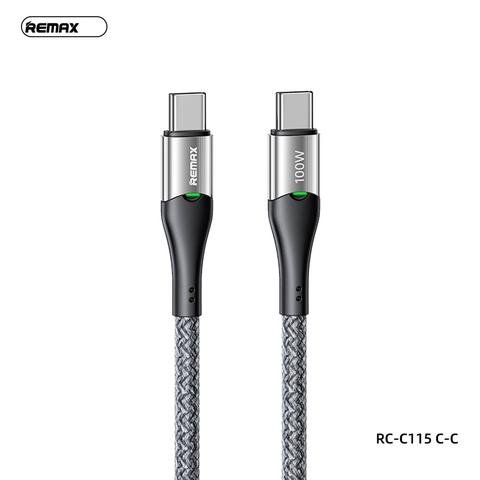 Cáp sạc nhanh 100w Remax C115 2 đầu Type C dây silicon {Type C ra Type C; (c-c)} 1.2m chính hãng [BH: 1 NĂM]