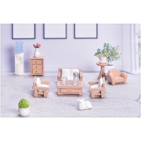 Set trang trí đồ dùng trong nhà 7 món mini nhà búp bê cho bé