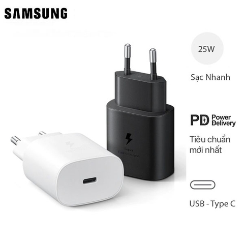 Cóc sạc nhanh (màu đen / trắng) Samsung 25w Note10 zin linh kiện 1 cổng type-c đóng bịch G6 18w [BH 6 tháng]