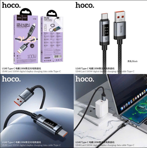 Cáp sạc nhanh 100w HOCO U148 Type C cáp sạc usb ra Type C dây dù siêu đẹp