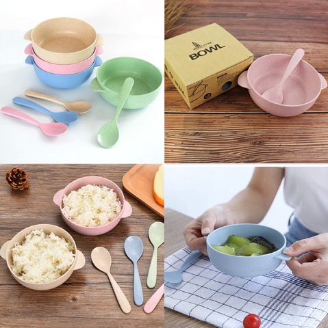 Bộ bát ăn dặm Wheat Straw Bowl (ko box) cho bé