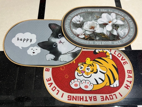 Thảm chùi chân 40x60cm may viền xịn dày nhiều hình siêu kute cho nhà bếp, phòng tắm, phòng khách