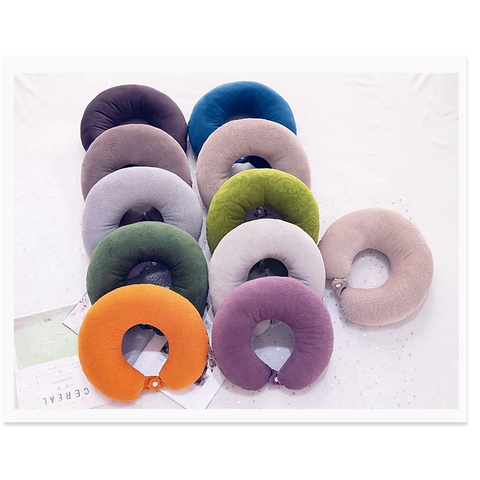 Gối chữ U tựa cổ ĐI MÁY BAY, ĐI TÀU XE CHỐNG MỎI CỔ siêu êm có khuy cài tiện lợi nhiều màu- màu sắc về ngẫu nhiên [BH: NONE]
