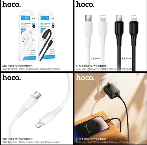 Cáp sạc nhanh 27w HOCO X120 c-l cáp Type C ra Iphone chính hãng