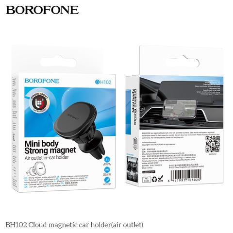 Giá đỡ điện thoại trên oto xe hơi BOROFONE BH102 mẫu hít nam châm kẹp khe gió siêu gọn [NONE]
