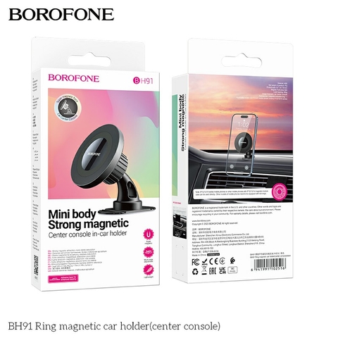 Giá đỡ điện thoại trên oto xe hơi BOROFONE BH91 mẫu hít nam châm dán taplo thân cong siêu đẹp [NONE]