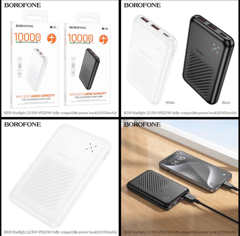 Pin sạc dự phòng BOROFONE BJ30 sạc nhanh 22.5w + PD20w chính hãng