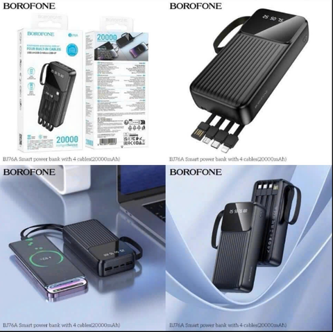 Pin sạc dự phòng BOROFONE BJ76A 20.000mAh pin kèm 4 dây sạc siêu tiện lợi H403