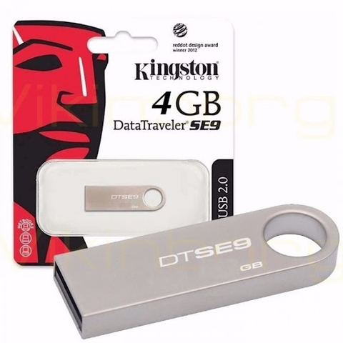 USB 2.0 Kingston SE9 4GB VỎ NHÔM móc khóa [BH 1 năm]