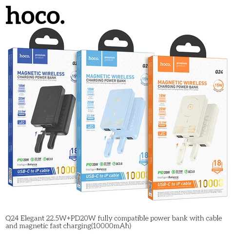 Pin sạc nhanh không dây 22.5W Hoco Q24 10.000mAh dự phòng chính hãng [BH 1 năm]