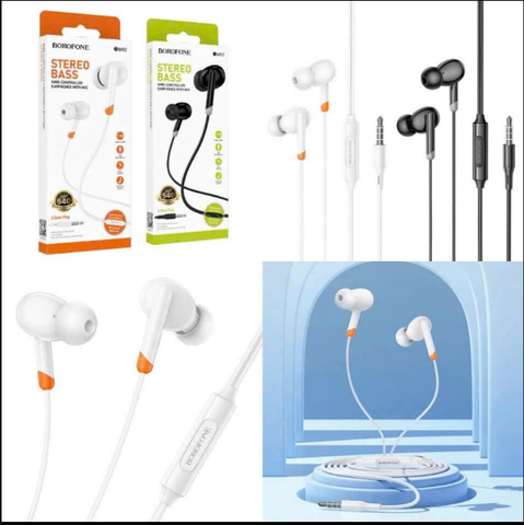 Tai nghe có dây 3.5 BOROFONE BM92 mẫu có nút cao su chống ồn có mic chính hãng