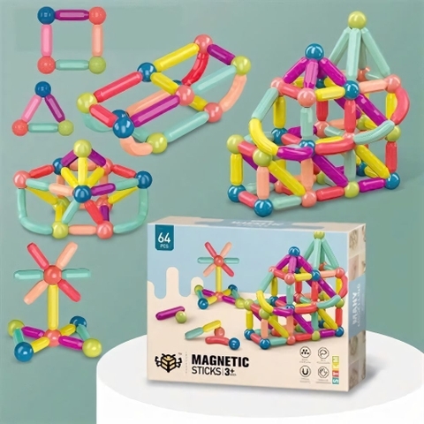 Bộ đồ chơi xếp hình nam châm 64 chi tiết cho bé phát triển trí tuệ [BH: NONE]
