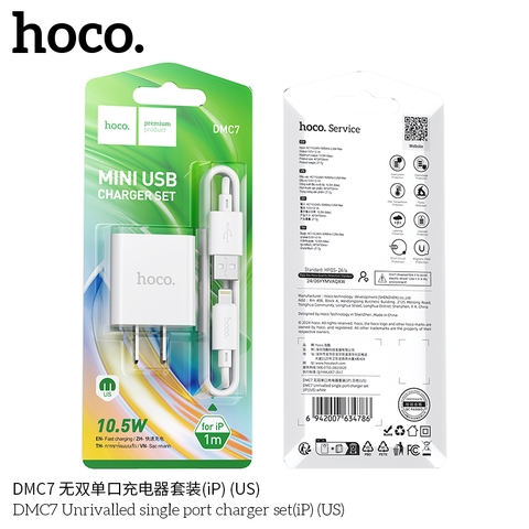 Bộ sạc nhanh 10.5w lightning HOCO DMC7 (usb ra iphone) chính hãng [BH 1 năm]