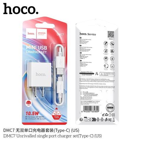 Bộ sạc nhanh 10.5w HOCO DMC7 (usb ra type-c) chính hãng [BH 1 năm]