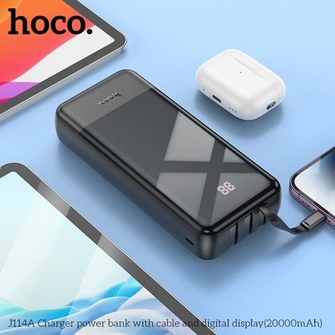 PIN SẠC DỰ PHÒNG HOCO J114A 20.000mAh CÓ MÀN LCD KÈM CÁP LIỀN PIN CHÍNH HÃNG [BH 1 NĂM]