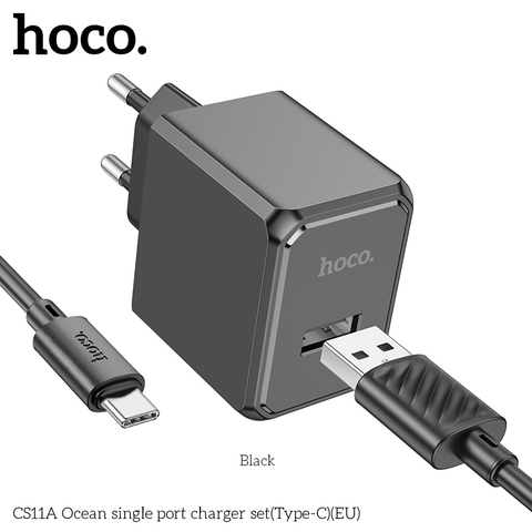 Bộ sạc nhanh HOCO CS11A Ocean chui Type C 2.1A, (A-C) Cáp USB ra Type C, Cóc sạc 1 cổng USB  chính hãng [BH: 1 năm]