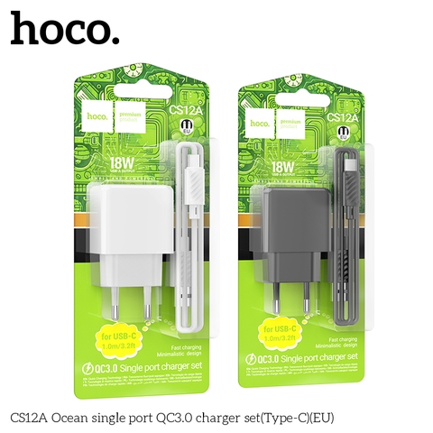 Bộ sạc QC3.0 một cổng Ocean CS12A Type-C 18W chính hãng [BH 1 NĂM]