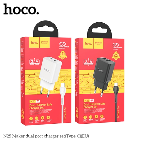 Bộ sạc Hoco N25 Type-C 2U chính hãng [BH 1 năm]
