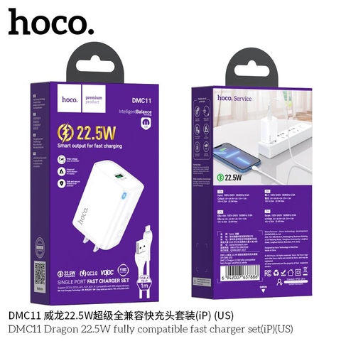 Bộ sạc nhanh 22.5W HOCO DM-C11 usb ra Iphone chính hãng [BH 1 Năm]