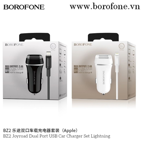 Xả kho- Bộ sạc xe hơi ô tô Borofone BZ2 iPhone (bh 1 tháng)