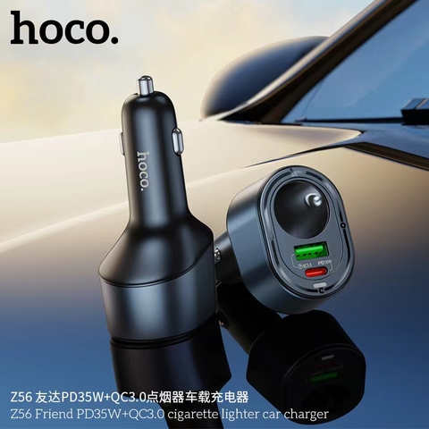 Cóc sạc nhanh 35w xe hơi HOCO Z56 tẩu sạc 1 cổng usb 1 cổng typec chính hãng [BH 1 năm]