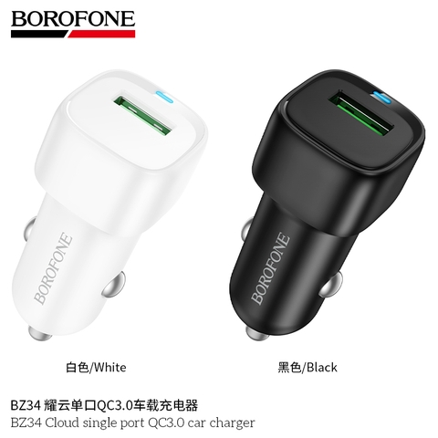 Cóc sạc nhanh xe hơi BOROFONE BZ34 QC3.0 có đèn led báo sạc chính hãng [BH 1 năm]