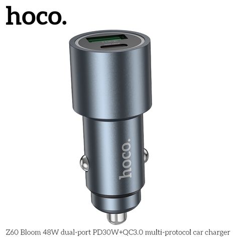 Tẩu sạc nhanh xe hơi oto HOCO Z60 sạc nhanh 48w 1 cổng usb 1 cổng Type C chính hãng [BH 1 Năm]