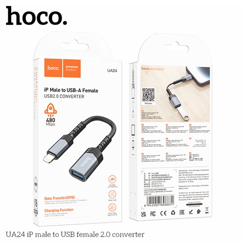 Jack chuyển/ cáp chuyển Hoco UA24 iPhone ra USB 2.0 chính hãng [BH: 1 NĂM]