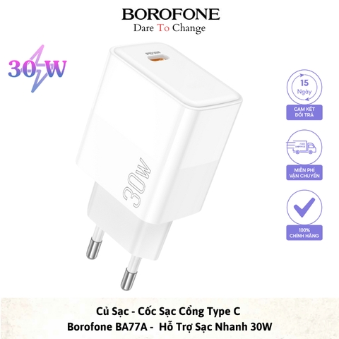 Cóc sạc nhanh 30w BOROFONE BA77A (1 cổng type-c) PD QC3.0 chính hãng [BH 1 năm]
