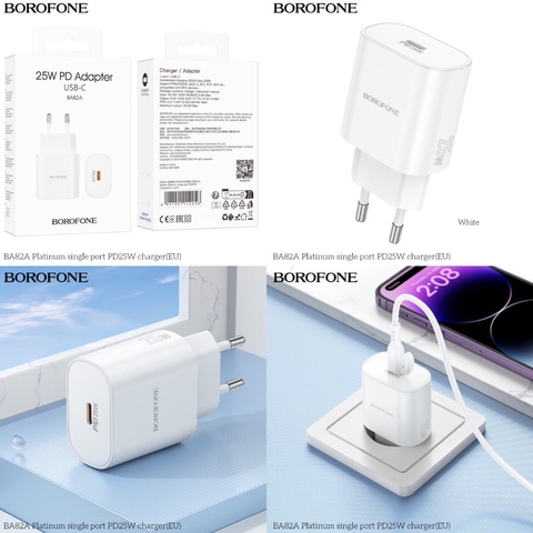 Cóc sạc nhanh 25w BOROFONE BA82A (1 cổng type-c) PD QC3.0 chính hãng [BH 1 năm]