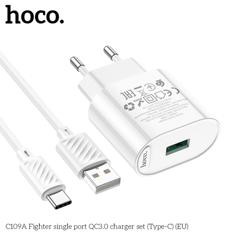 Bộ sạc nhanh 18w HOCO C109A usb ra Type-C QC3.0 chính hãng [BH 1 năm]