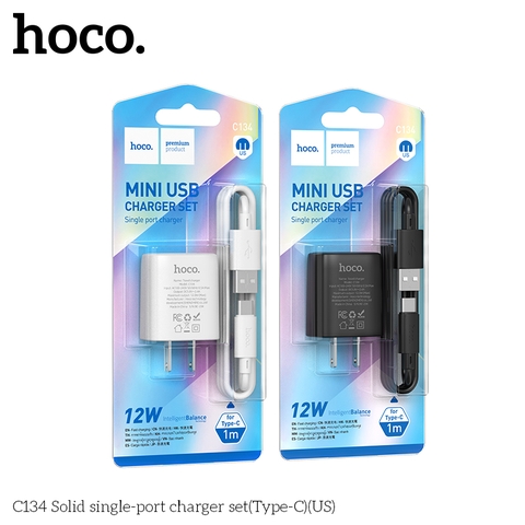 Bộ sạc nhanh 12w Hoco C134 usb ra Type-C chính hãng [BH 1 Năm]
