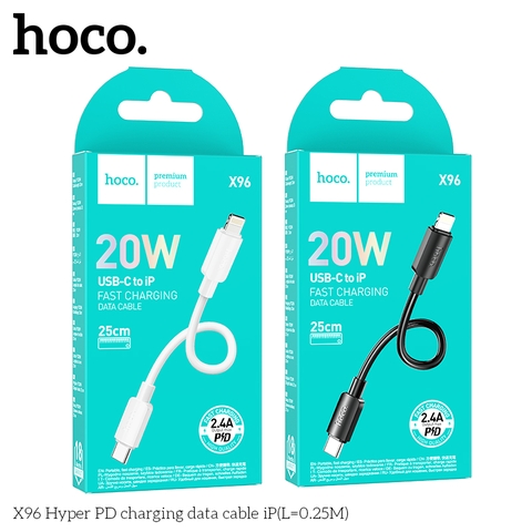Cáp sạc nhanh 20W HOCO X96 (25cm c-l) Type C ra iPhone Lightning chính hãng [BH 1 NĂM]