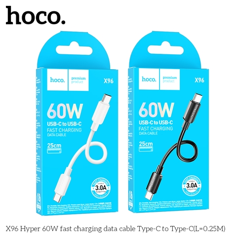 Cáp sạc nhanh 60W HOCO X96 c-c 25cm 2 đầu Type-C ra Type-C [BH 1 NĂM]