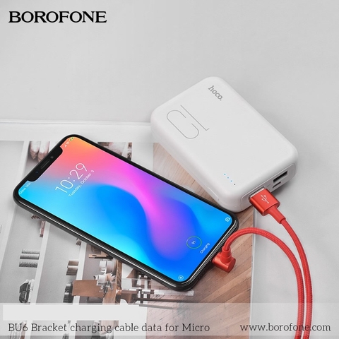 Cáp sạc kiêm giá đỡ Borofone BU6 Micro (usb ra micro) dây dù [BH: 1 năm]